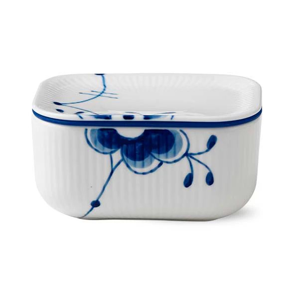 Royal Copenhagen  Blå Mega riflet smørkrukke - 15 cm.