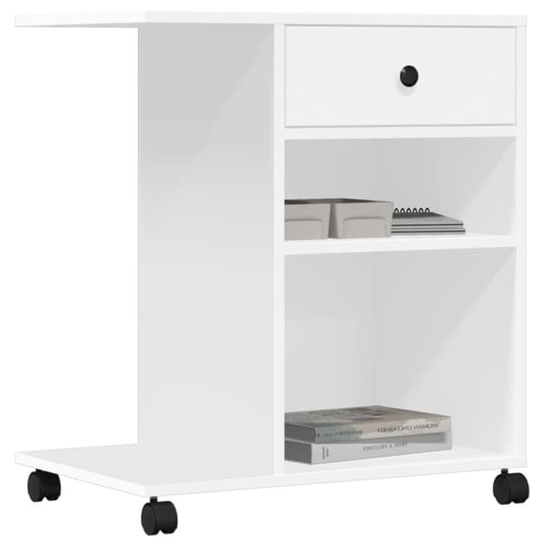 vidaXL Skriverstativ med hjul hvit 60x40x68,5 cm