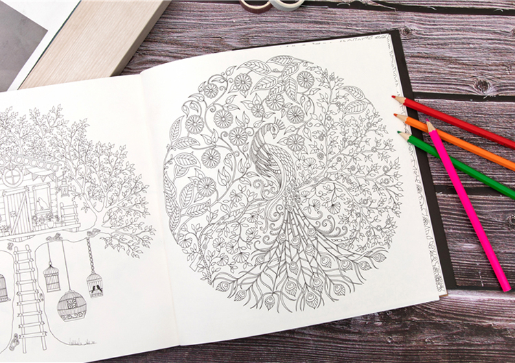 (4er Set) 185x185mm Anti Stress Malbuch Secret Garden Mandala / Blumen Kreatives Zeichnen für Erwachsene