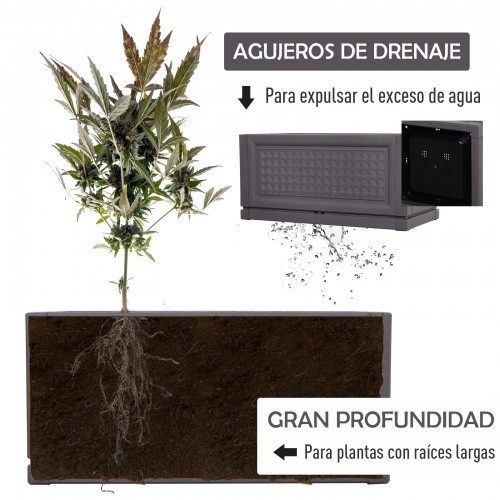 Vaso Outsunny com furo de drenagem, cor carvão.