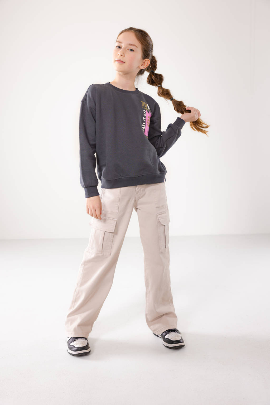 Blue Rebel straight fit cargobroek Leona beige