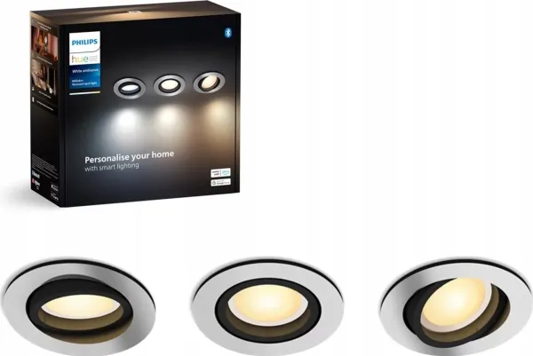 Philips Hue White ambiance Milliskin - Indlejret spotlys - LED-spot lyspære - GU10 - 4.2 W - klasse E - varmt til køligt hvidt lys - 2200-6500 K - aluminium (pakke med 3)