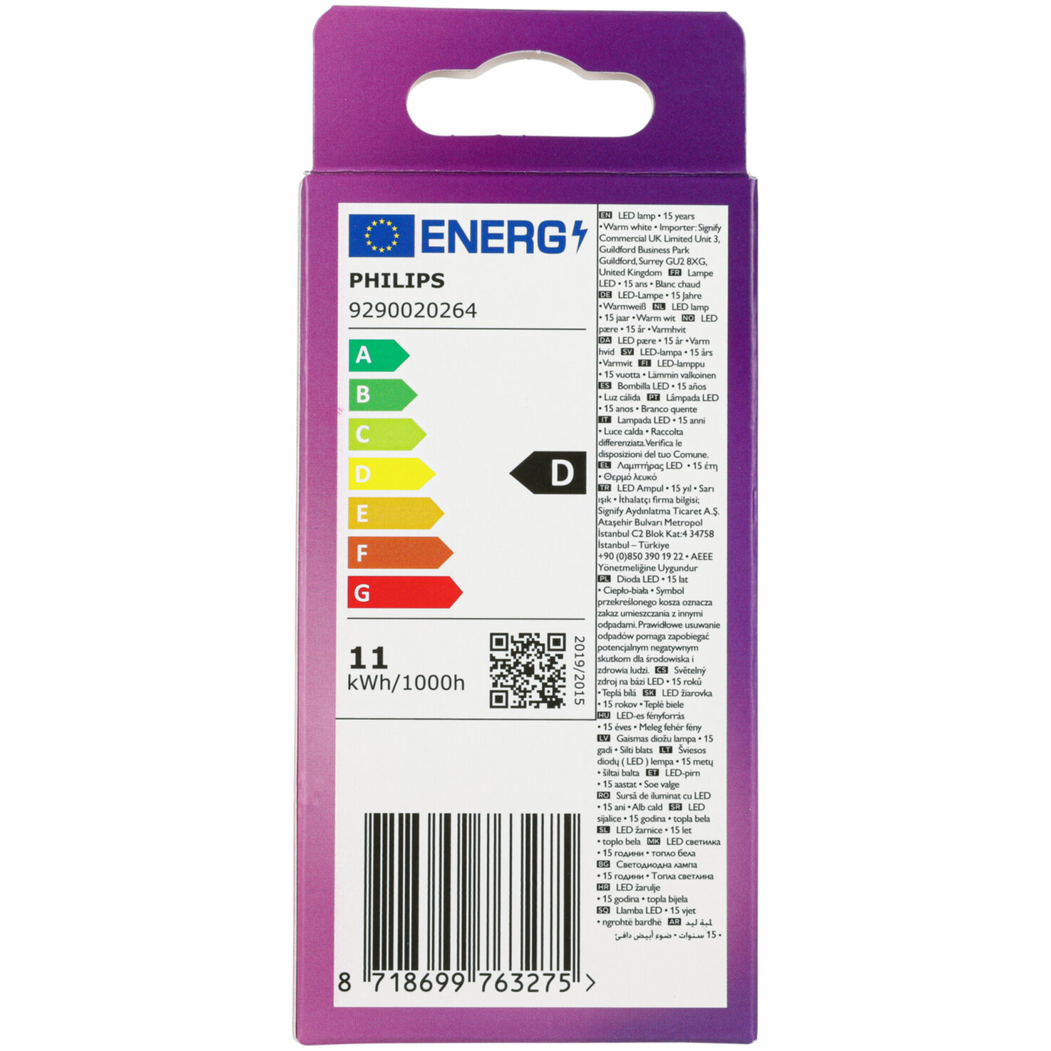 Philips LED-Kolben E27 warmweiss 10.5 W