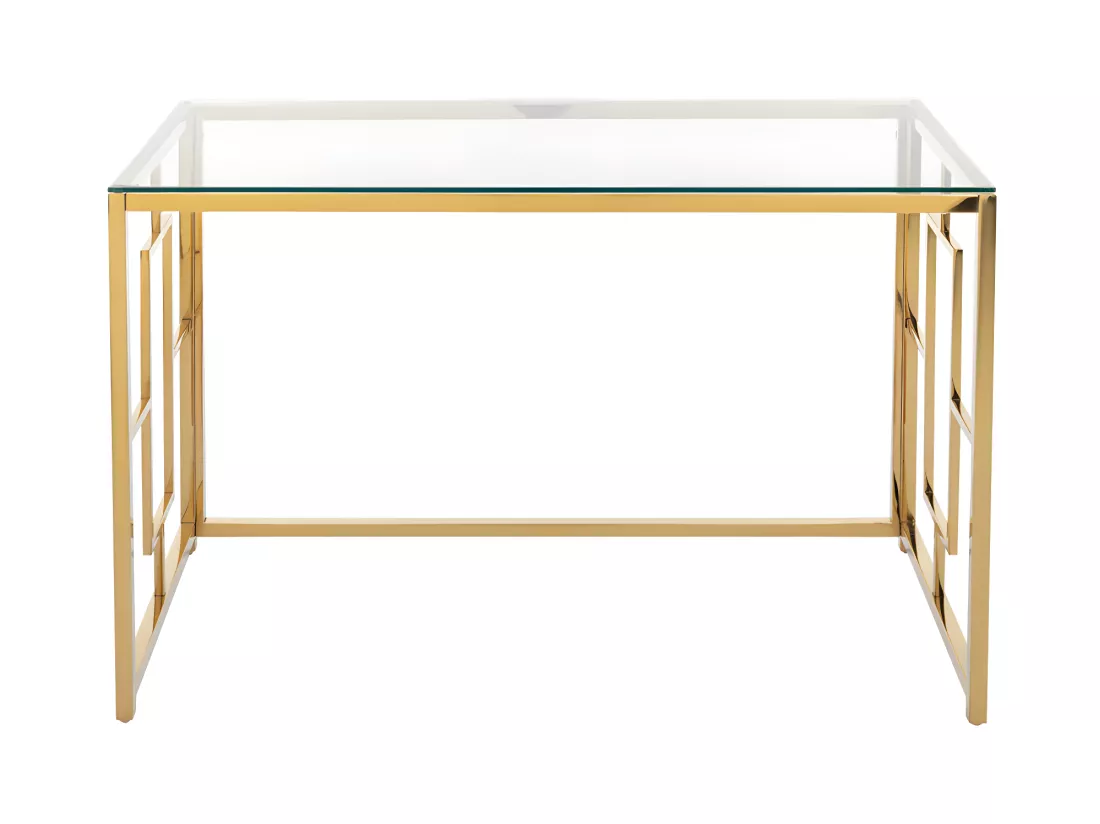 Bureau en verre trempé et acier - Doré et transparent - CLOTILDE de Pascal Morabito