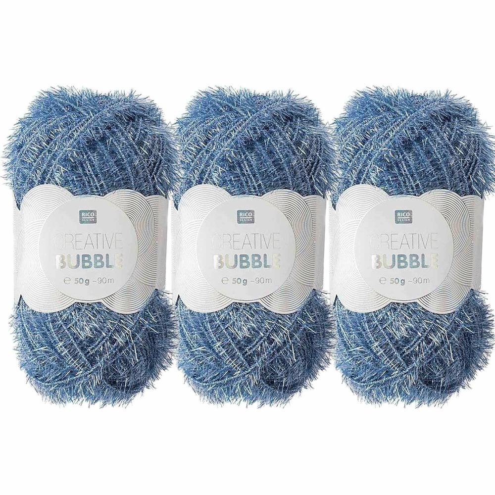 3 pelotes de fil pour éponge créative - creative bubble - bleu