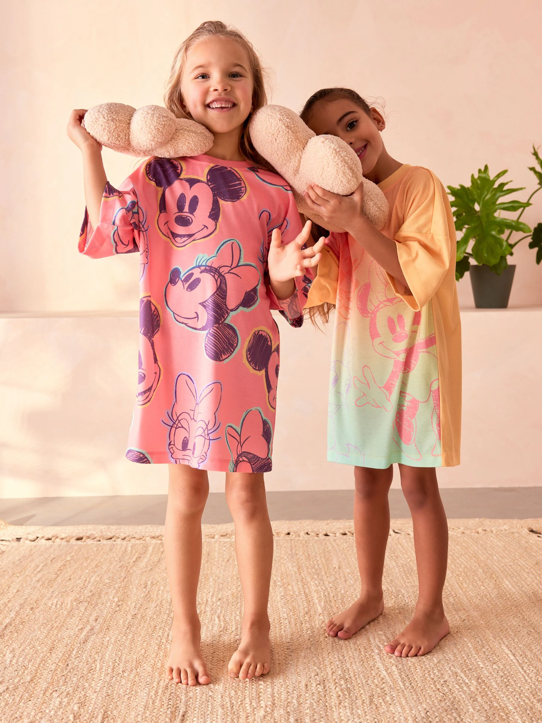 Roze/oranje - Minnie Mouse licentie nachthemd 2 pack (2-14jaar)