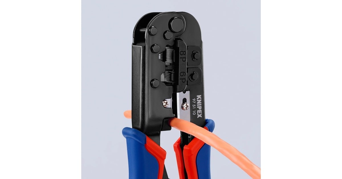 KNIPEXKrimptang 97 51 10 SB  (Blauw/rood, RJ-11/12 en RJ-45 stekker)