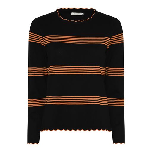 Micha Basic Viscose Stripe Striktrøje, Black/Apricot, L
