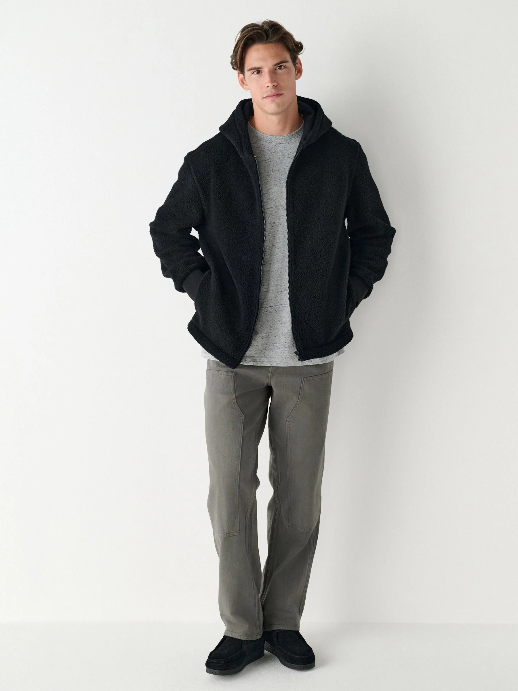 Zwart - Mat capuchon - Borg Fleece