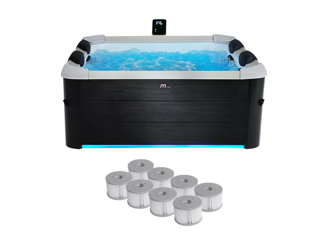 Spa rigide MSPA 6 places 4 coussins hydromassages. 8 filtres et bâche incluse 160 cm x 65 cm