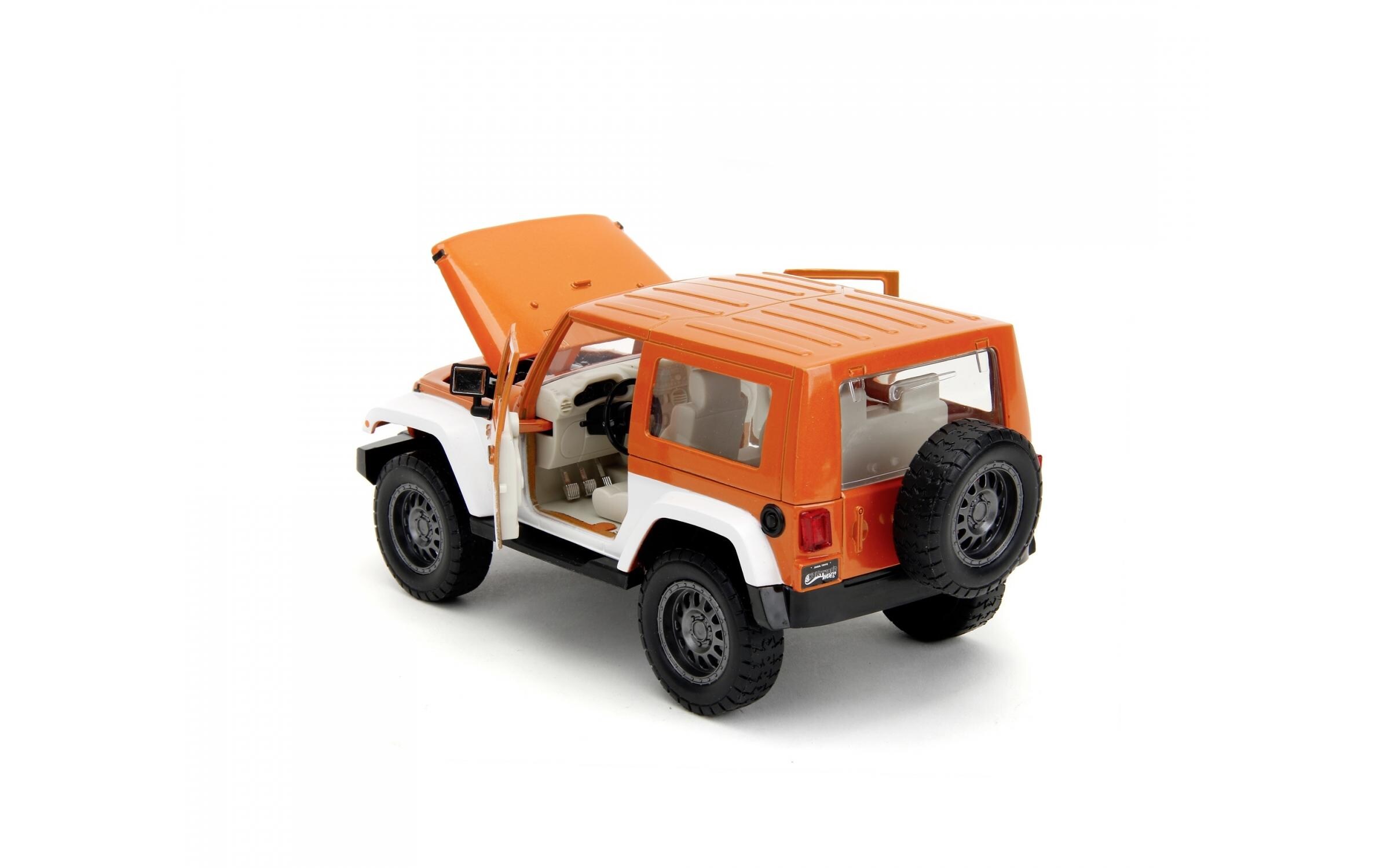 Jeep Wrangler 2007 M&Ms 1:242007 Jeep Wrangler Modellauto mit Orange M&M Figur