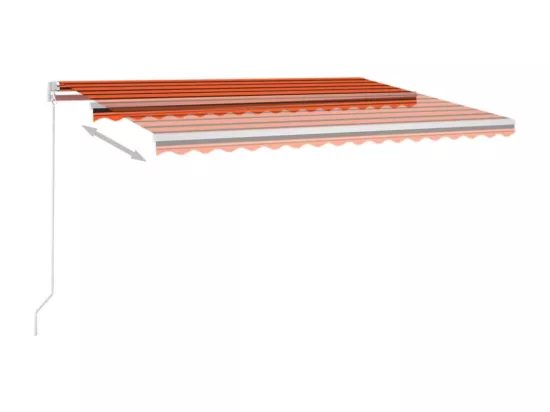 Auvent manuel rétractable avec LED 400x350 cm Orange et marron