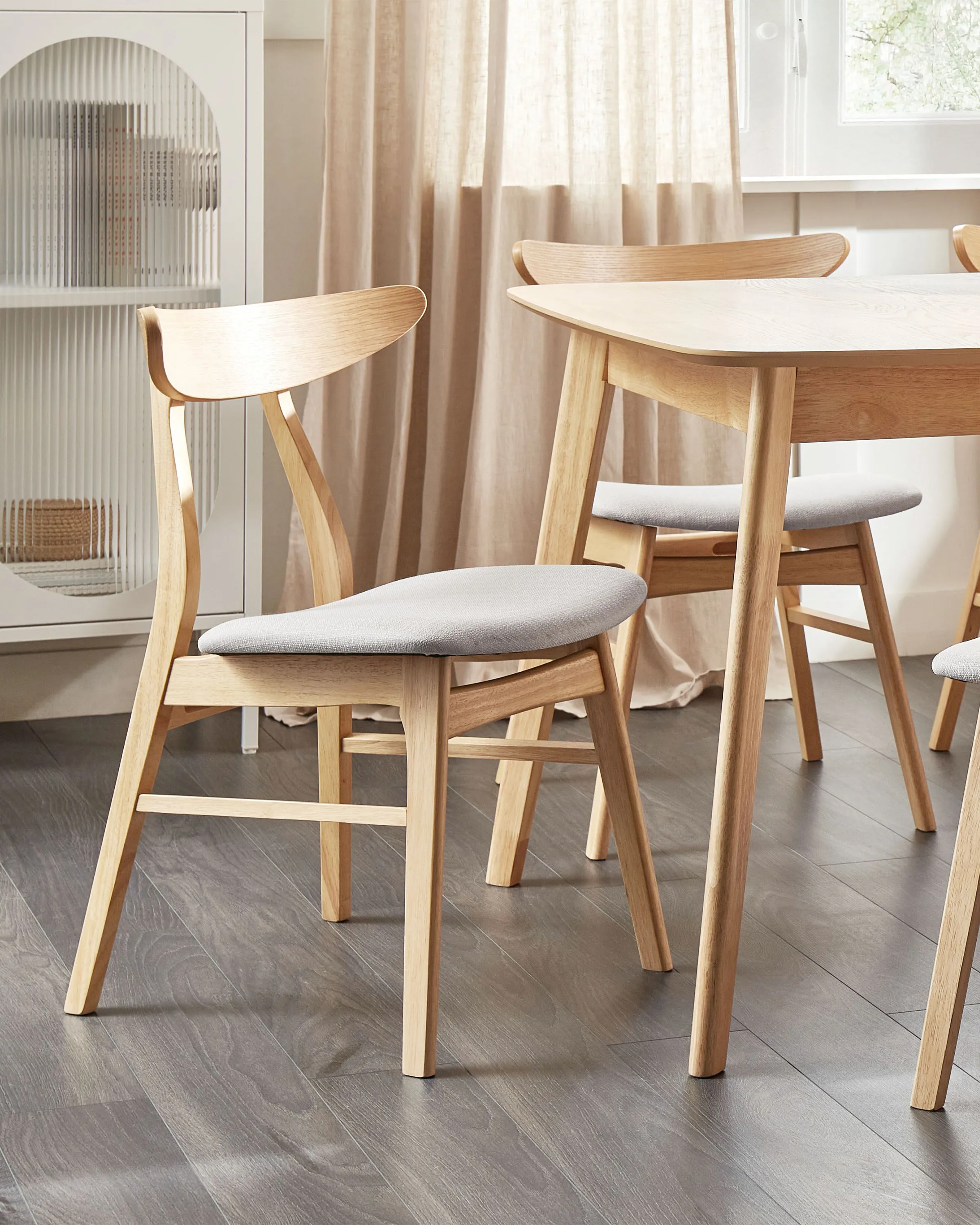 Set van 2 eetkamerstoelen LYNN Hout Lichtbruin/grijs