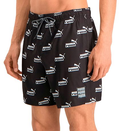Puma Badeshorts - Schwarz/Weiß m. Logo