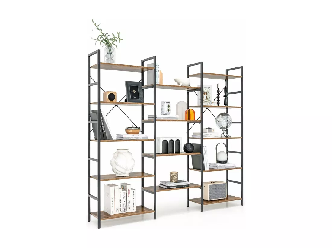 Bibliothèque étagère industrielle, avec 14 etagères,30 x 176 x 165 cm, charge 450 kg
