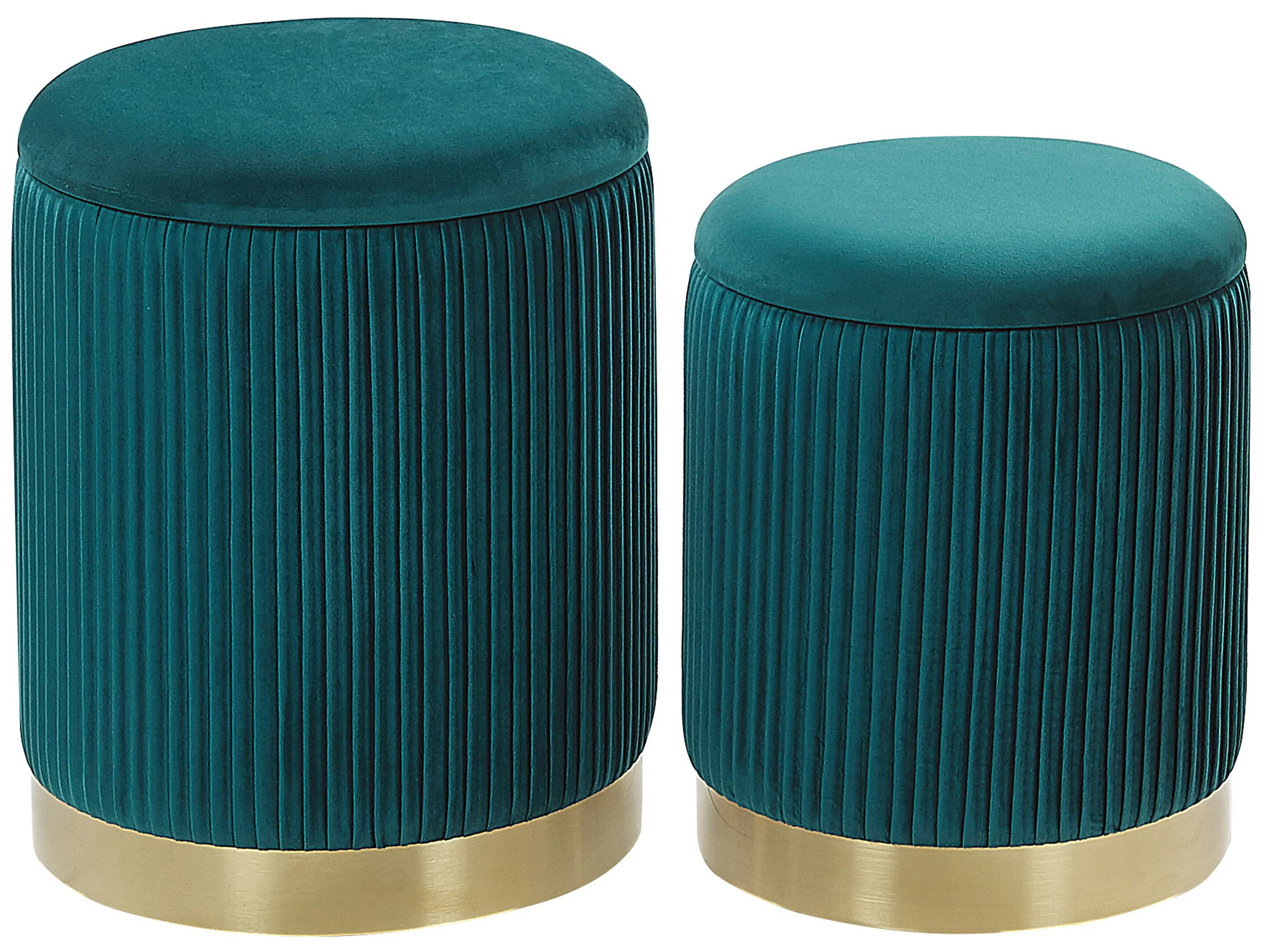 Set van 2 opbergpoefs MIRAMAR Fluweel Groenblauw