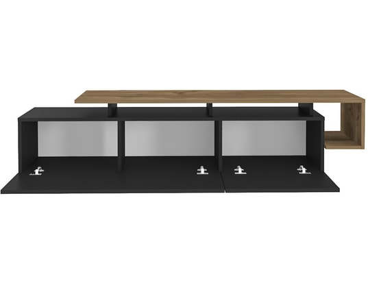 CONCEPT1 - Meuble TV Pia - Noir, Noyer 180 x 46,4 x 38,9