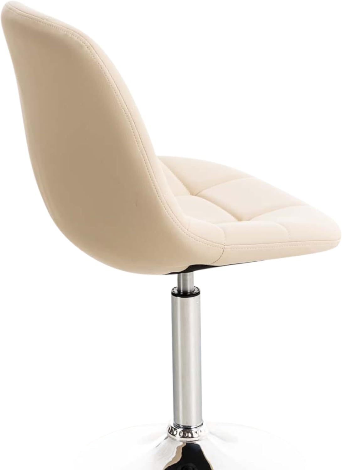 CLP 2er Set Stühle Emil Kunstleder I Mit Gestepptem Sitz I Drehstühle Mit Trompetenfüße In Chromoptik, Farbe:Creme