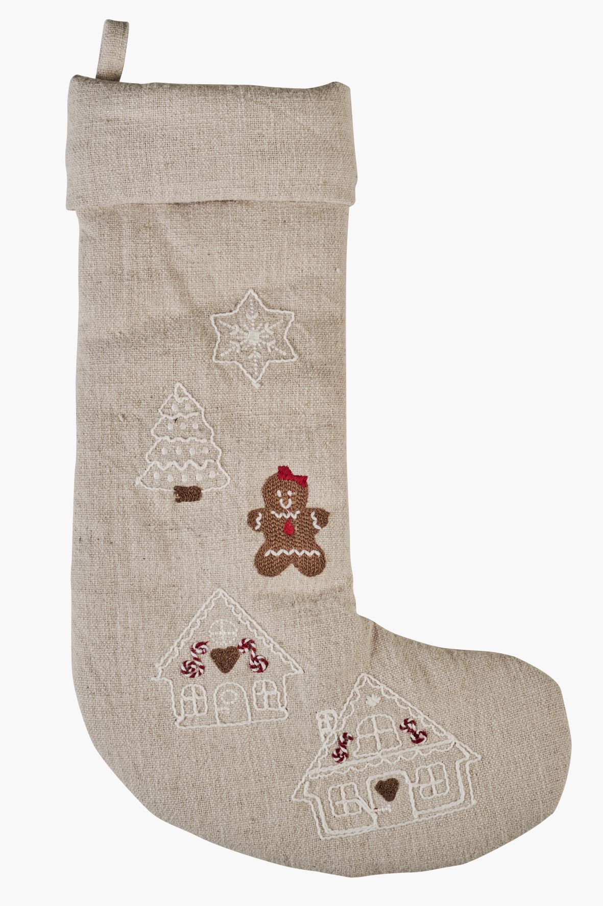 Julestrømpe multi beige - 18x45 cm
