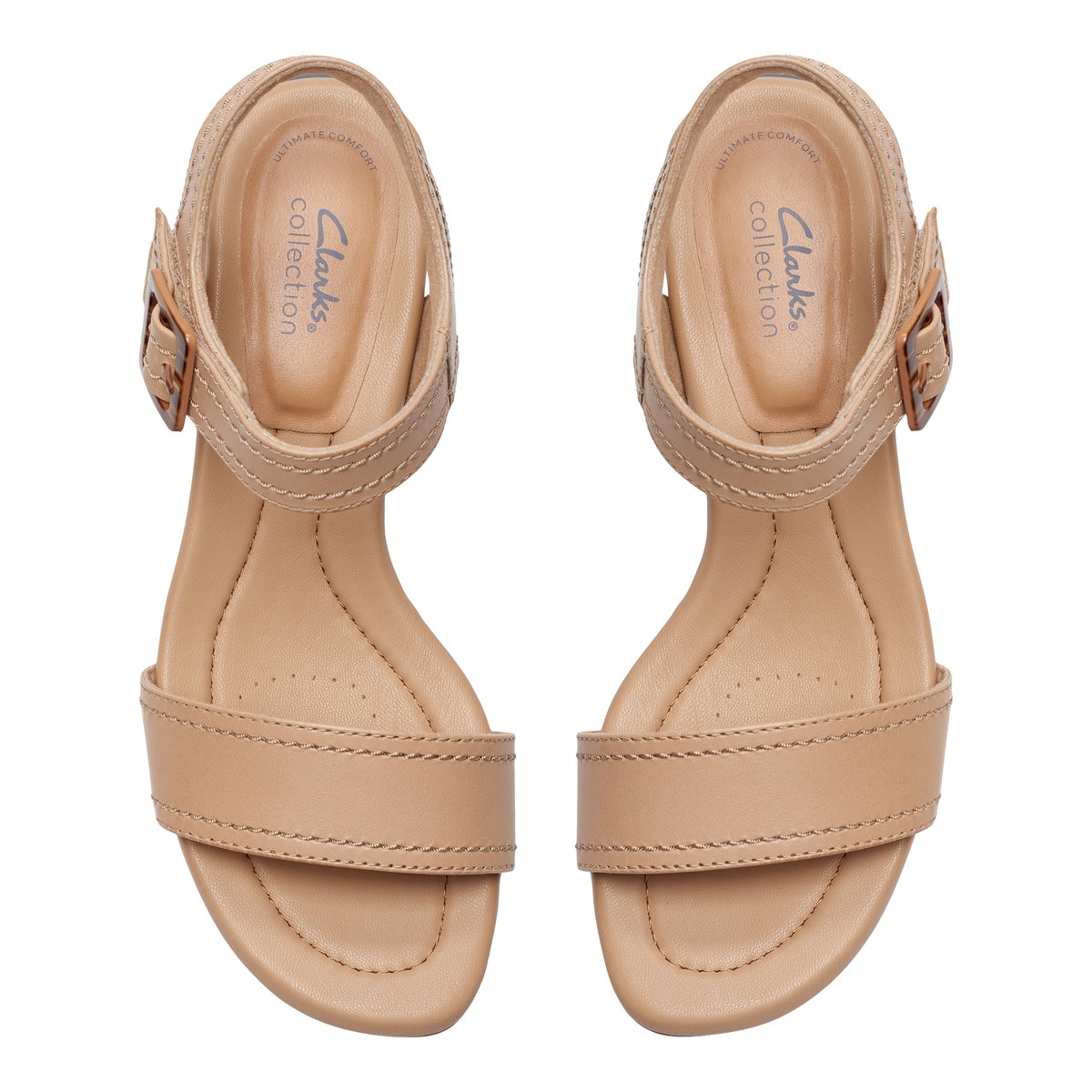 CLARKS-Desirae_c-Sandales à lanières - Talon bloc - Beige
