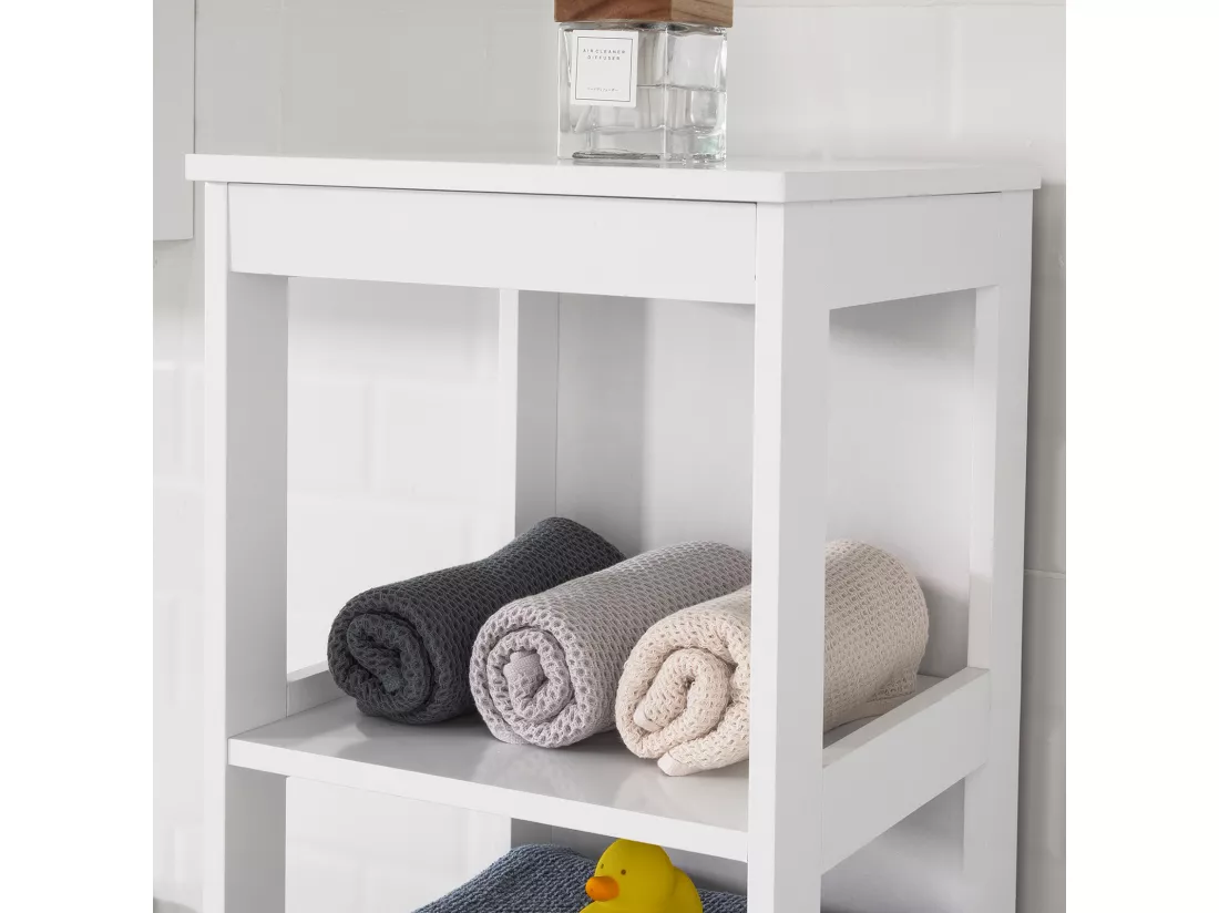 Meuble Colonne De Salle De Bain Armoire Haute Étagère De Salle De Bain Avec 6 Étagères,bzr14-w