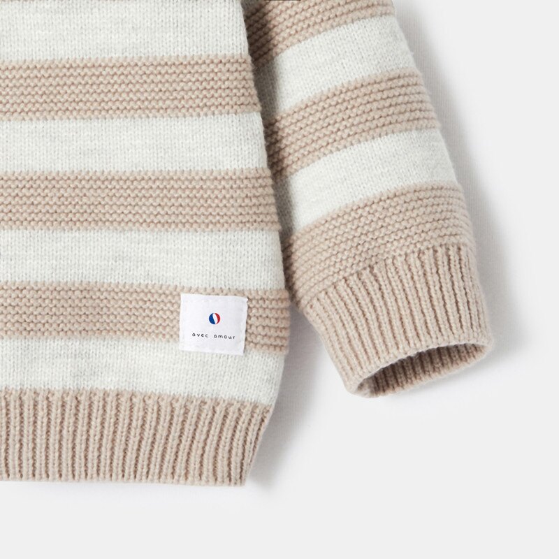 Pull à rayures en tricot beige bébé garçon Absorba Beige