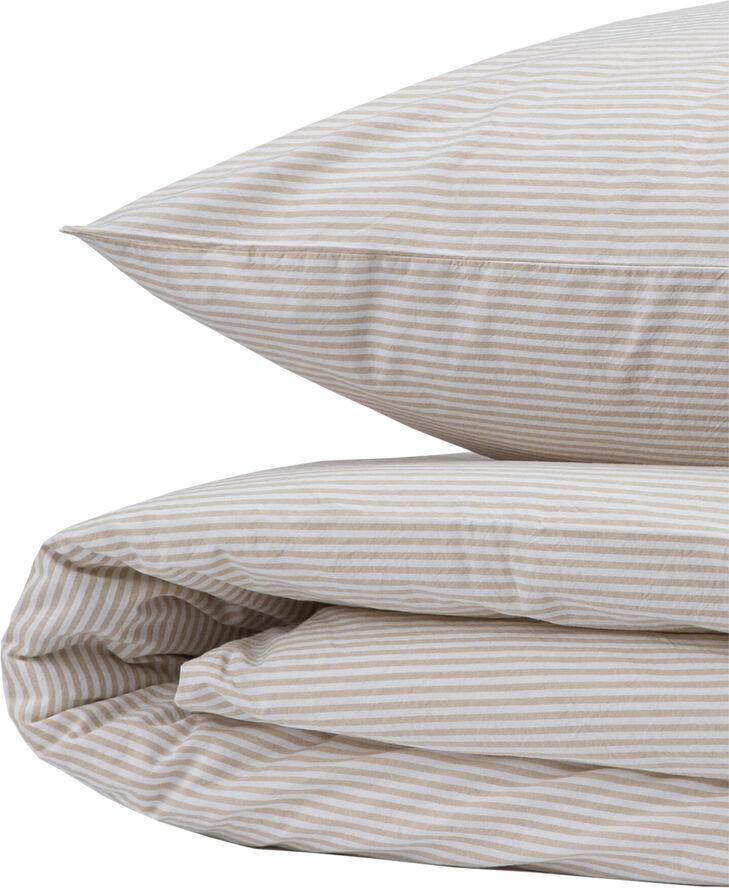 Magasin du Nord Collection Small stripe washed percale beige 140x220