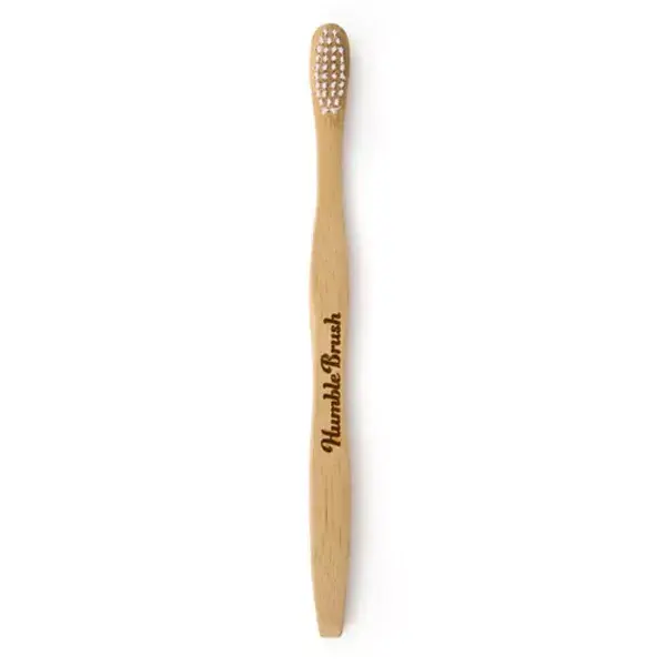 Escova de dentes Humble Brush vegana de bambu, tamanho adulto, branca, média.