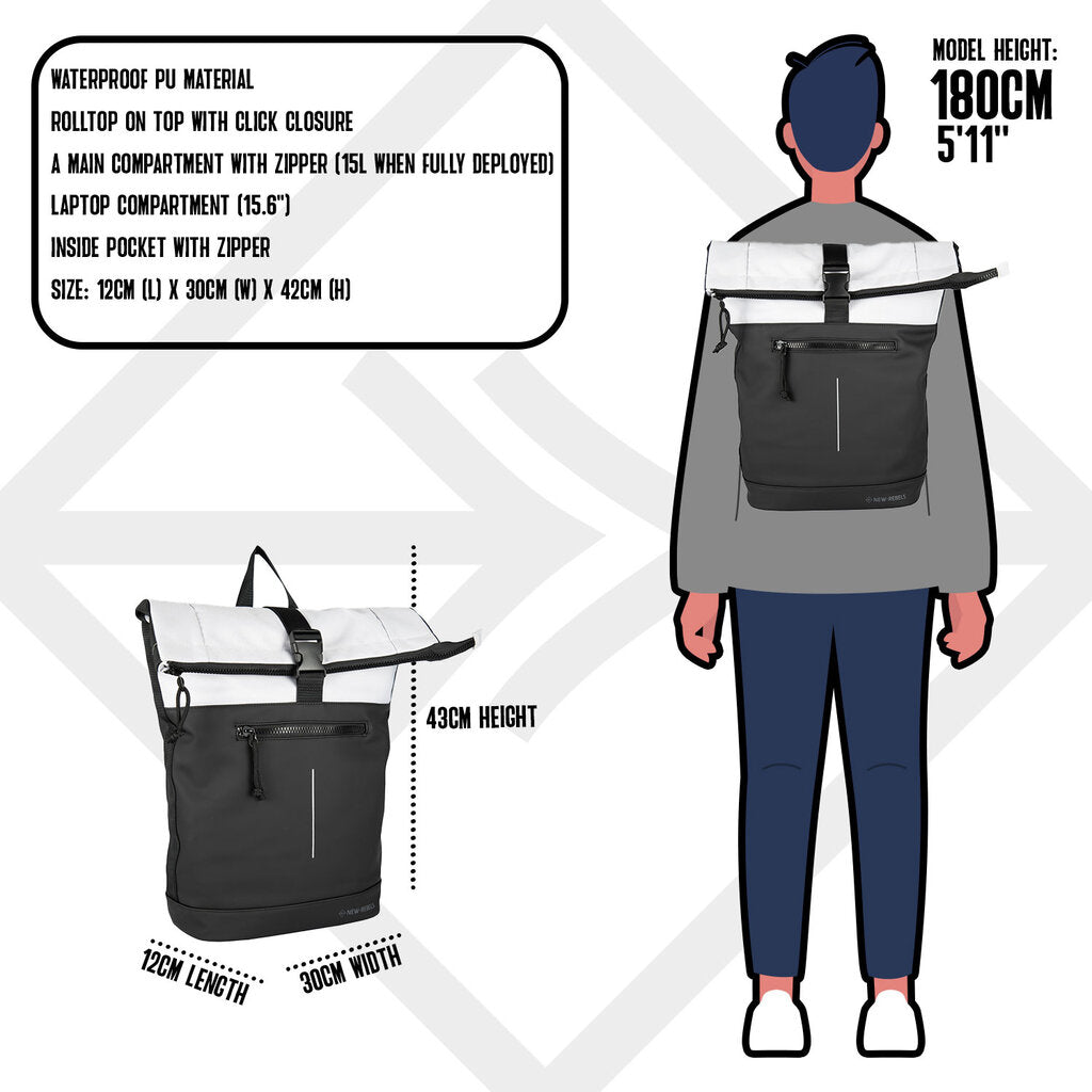 Waterafstotende rugzak 'Mart' black/grey 16L Black/grey