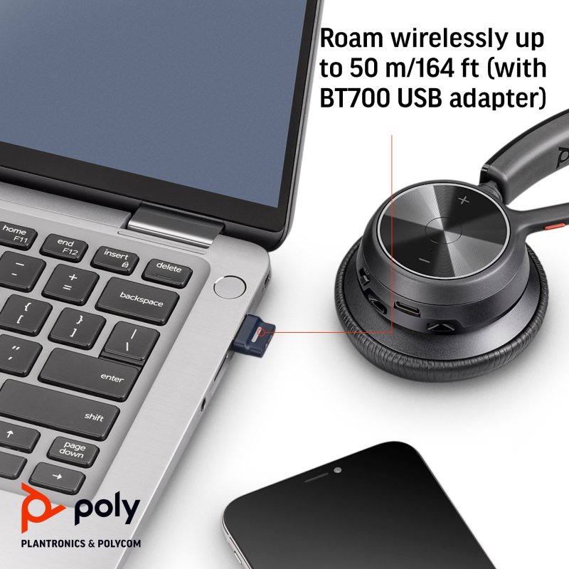HP Poly Micro-casque Poly Voyager 4320 USB-C +dongle BT700