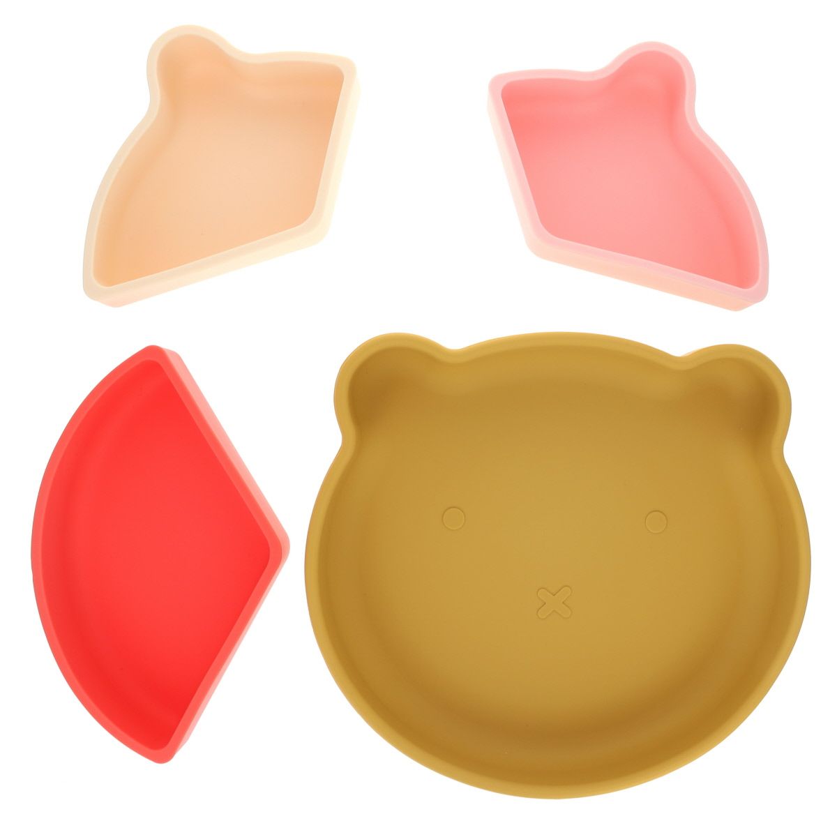 Assiette à compartiments amovibles en silicone rose Pause goûter