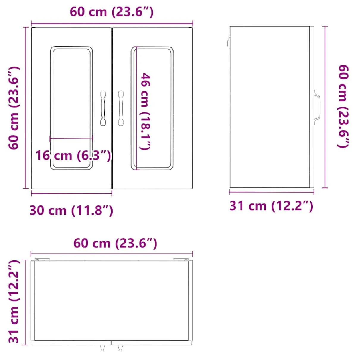 vidaXL Armoire murale de cuisine - Porte en verre Kalmar