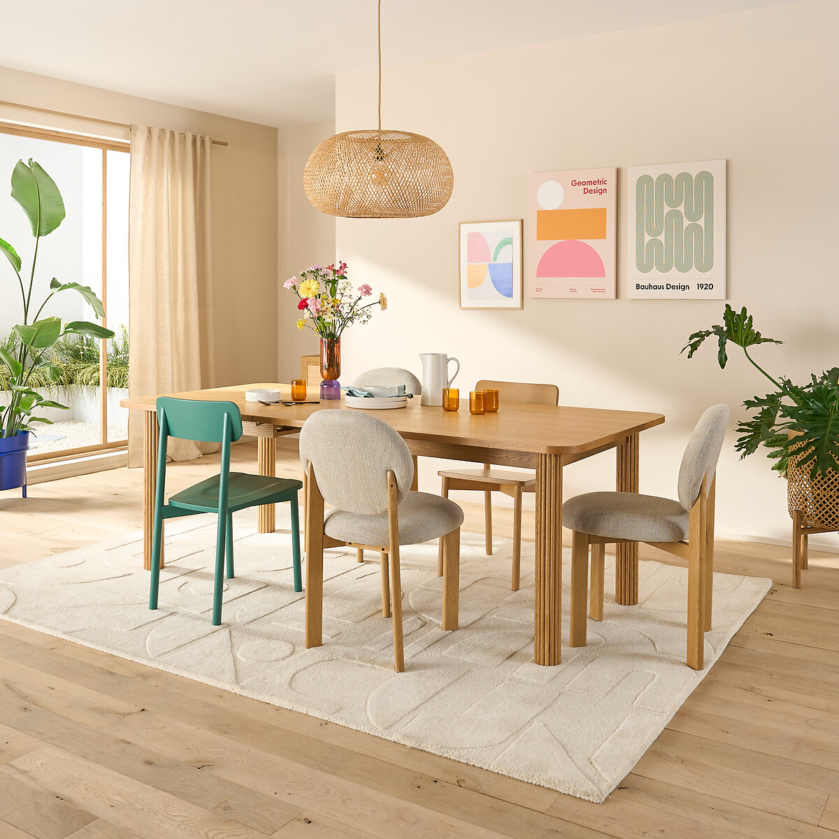 LA REDOUTE INTERIEURS<br>Mesa extensível de carvalho, 6/10 pessoas, Desna
