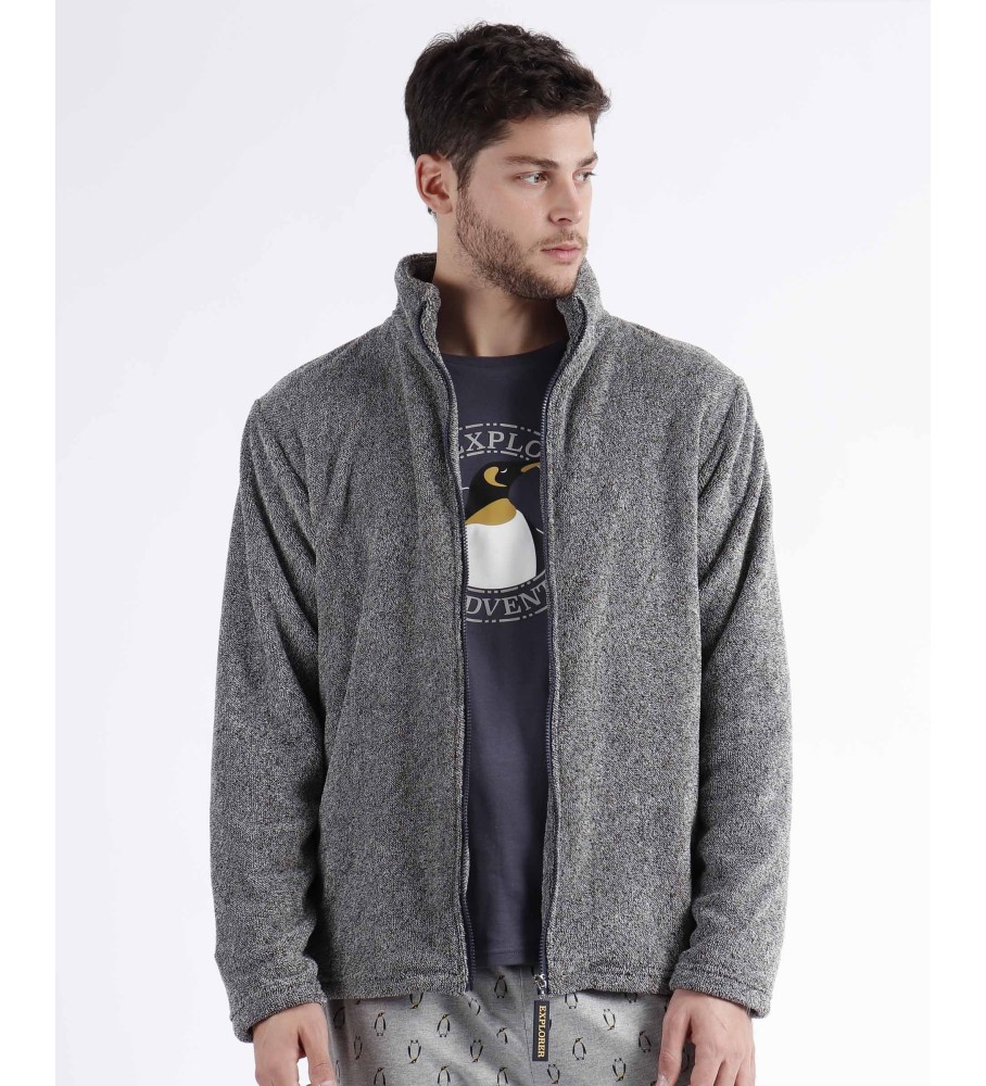 Robe Admas Explorer de manga comprida e quente, cinza