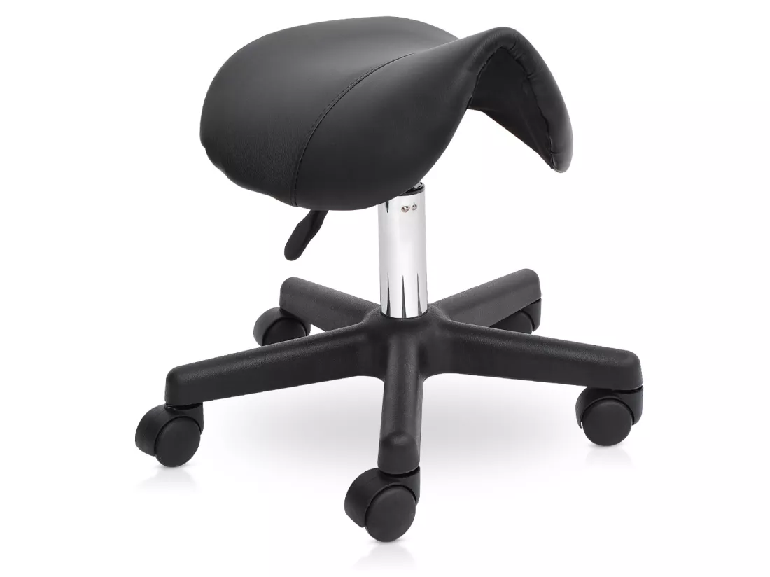 HOMCOM Tabouret de massage tabouret selle ergonomique pivotant 360° hauteur réglable revêtement synthétique noir
