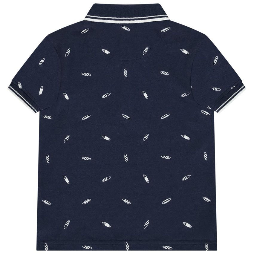 Polo manches courtes imprimé fantaisie pour garçon - Bleu marine