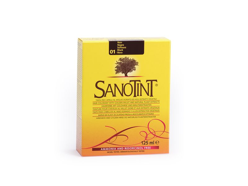 SANOTINT Haarcoloration Schwarz 125 ml Naturnahe Haarfarbe mit Extrakten von Goldhirse, Oliven, Birke und Traubenblättern