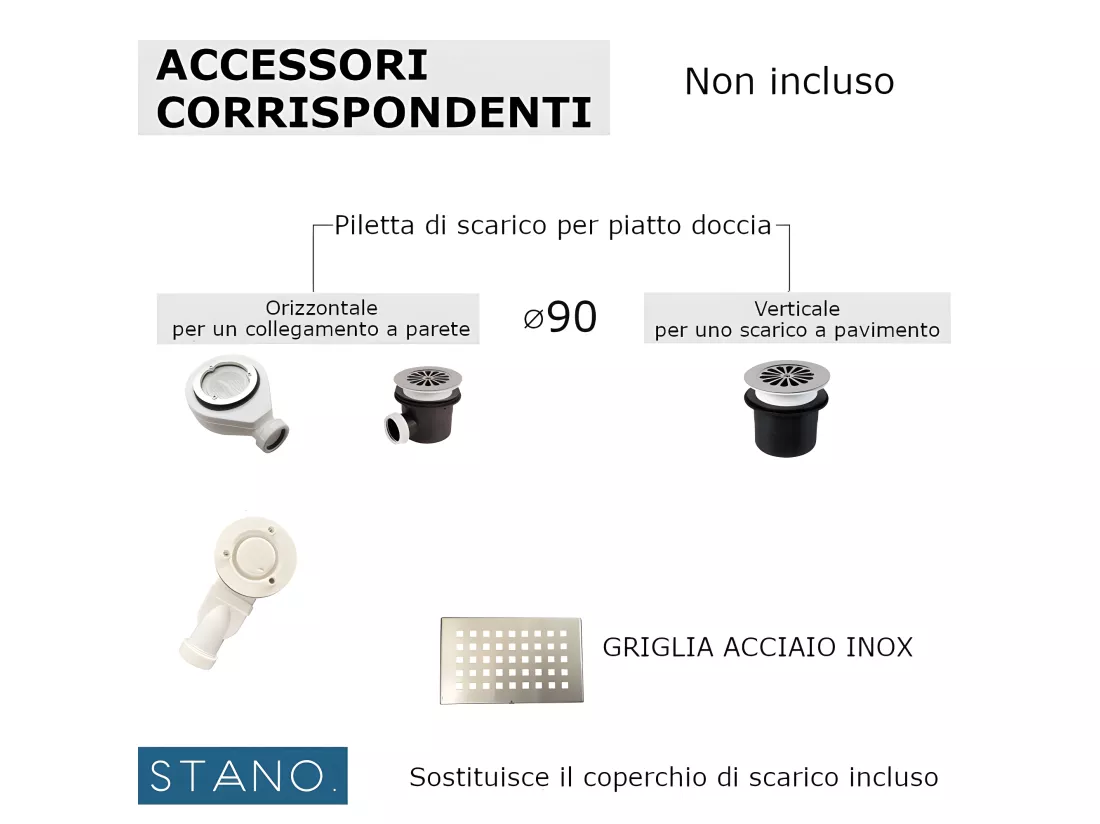 Receveur de douche 80x 130 cm extra plat PIATTO en SoliCast® surface ardoisée blanc