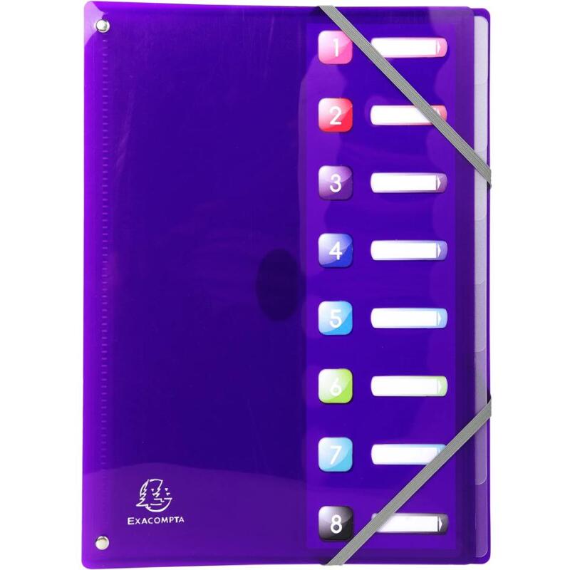 Trieur extensible en polypropylène 8 compartiments IDERAMA PP - A4 - Couleurs assorties