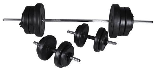 Kit de barre d'haltère et 2 haltères 60 5 kg fitness musculation 02_0000755