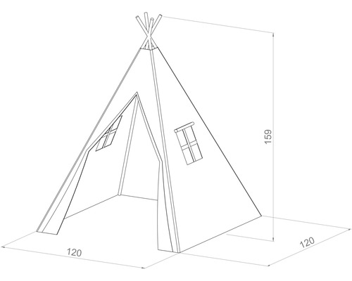 Sunny Alba textiel tipi tent, 120x120x159 cm, wit
