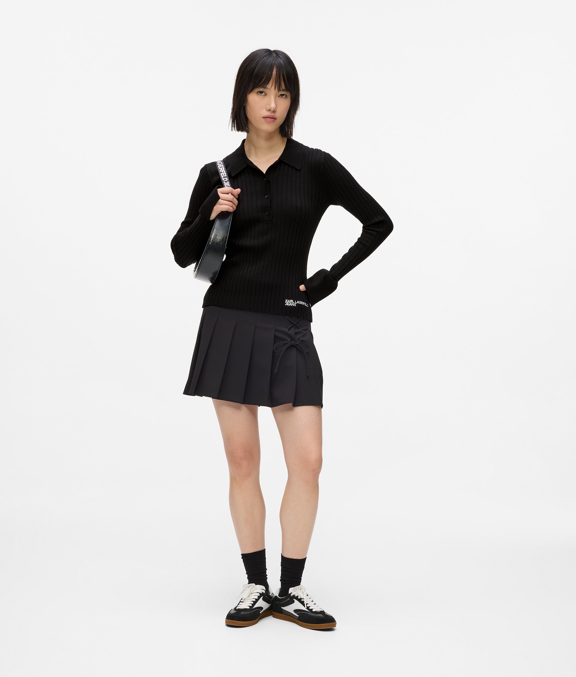 Gebreide polo shirt met lange mouwen