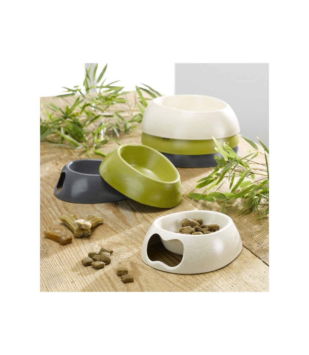 Paris Prix - Gamelle Pour Chien & Chat bambou 16cm Anthracite