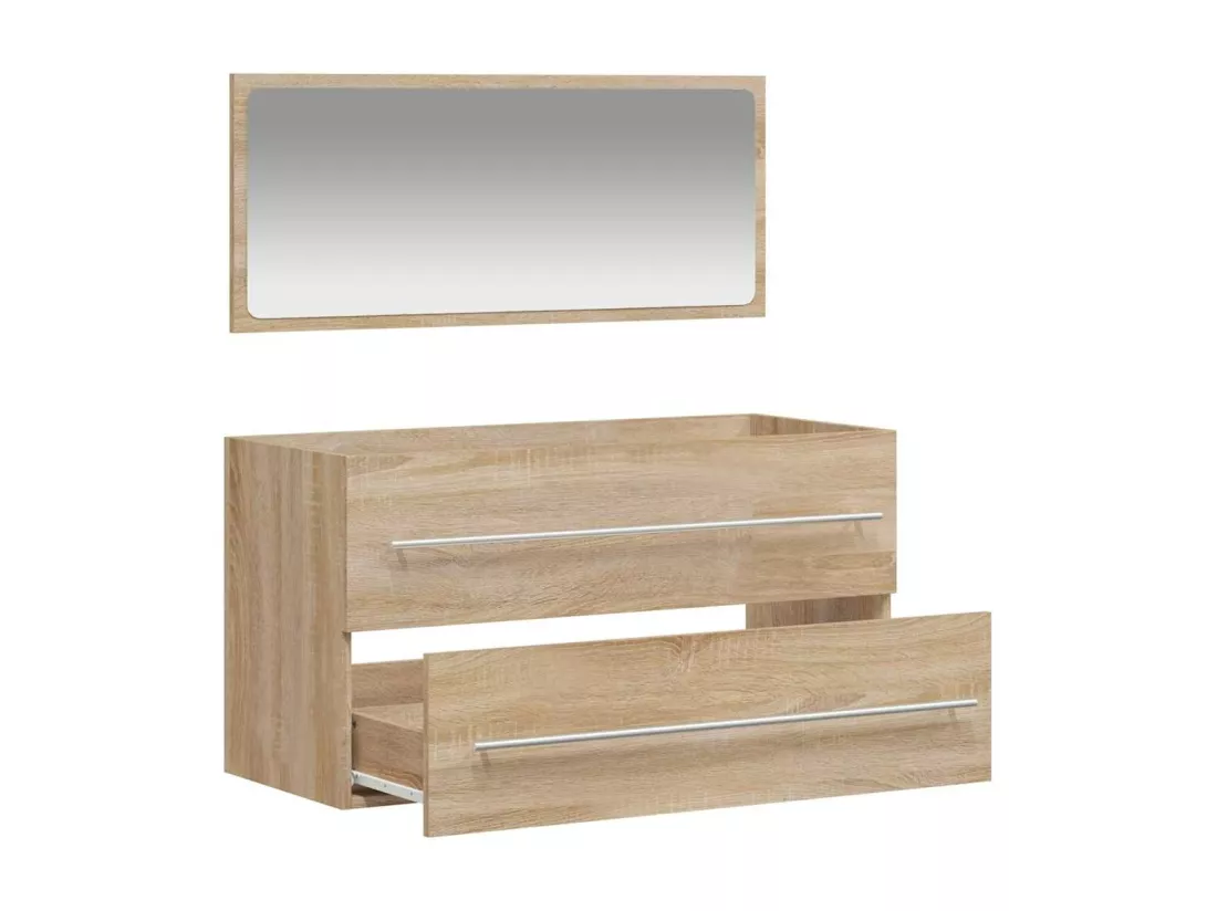 Armoire de bain avec miroir chêne sonoma bois d'ingénierie