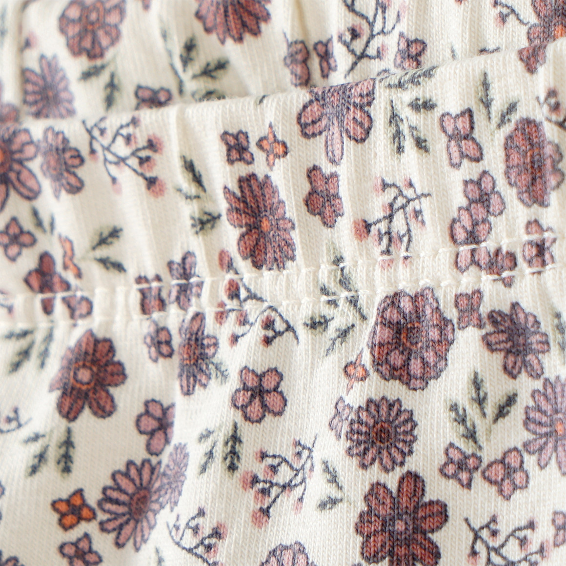 Topomini Pure Collection 2 Baby Leggings mit Blümchen hellbeige / puderrosa