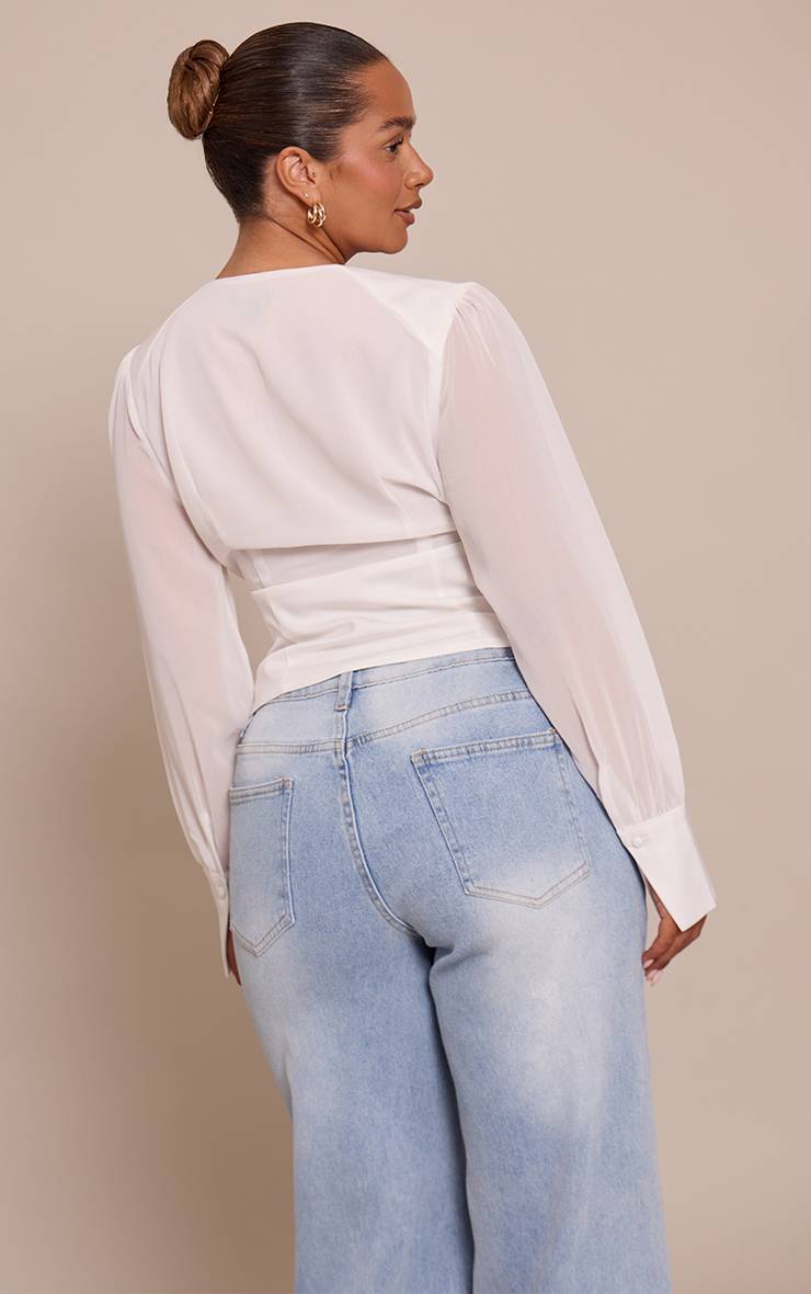 Blanc Chemise En Tissu Tissé À Buste En Mousseline Shape