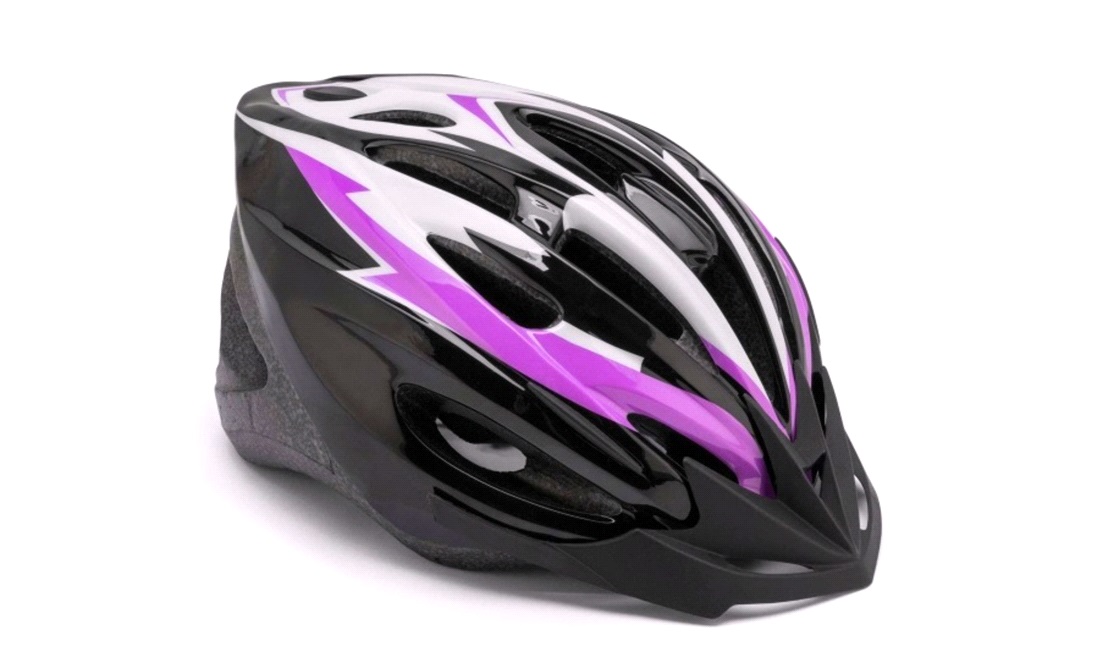 Cykelhjelm sort/lilla/hvid junior 52-55