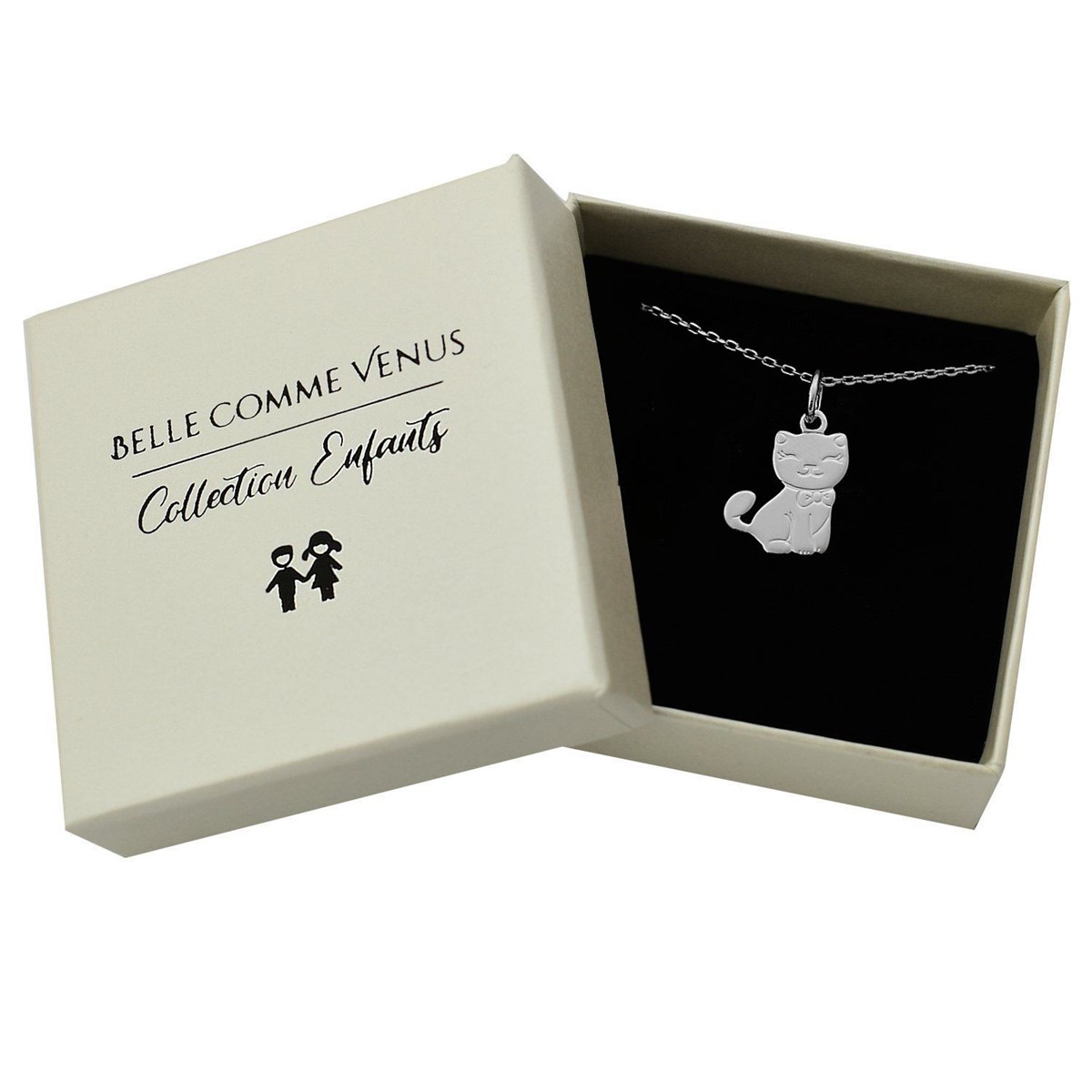 Collier chat noeud papillon pour enfant Argent 925 Rhodié