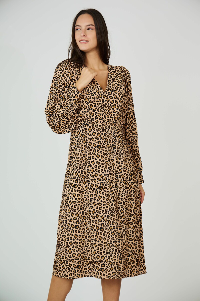 ATÉ BREVE<br>Vestido midi, mangas compridas, decote em V