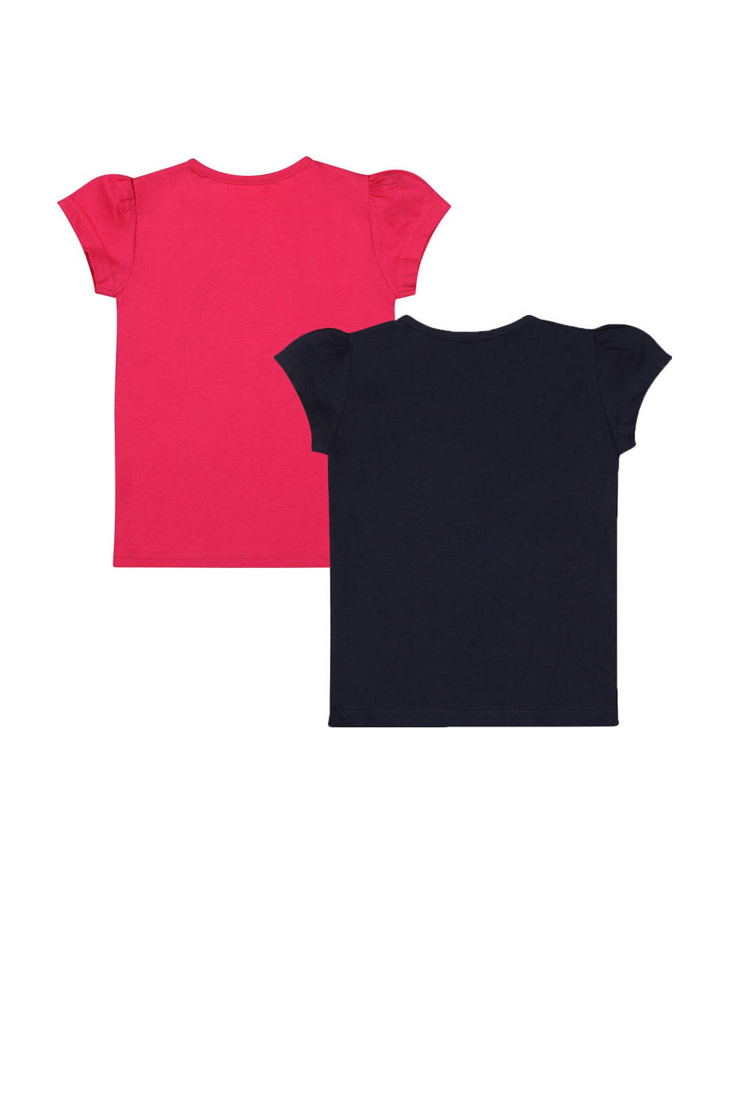 Dirkje t-shirt - set van 2 - donkerblauw/roze